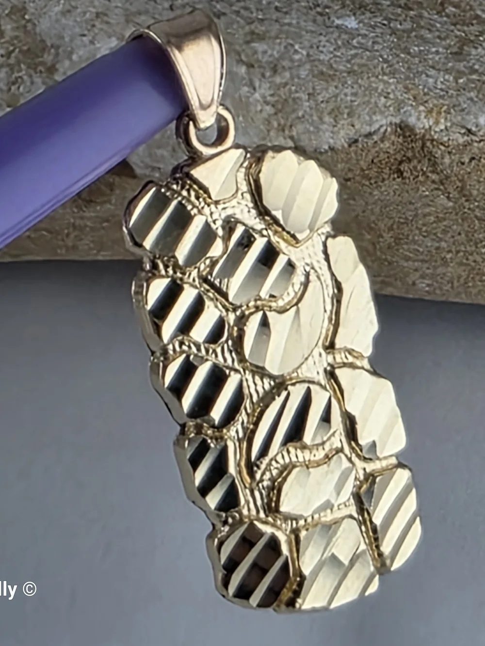 14K Yellow Gold Diamond-Cut Nugget Design Pendant - Solid Gold!